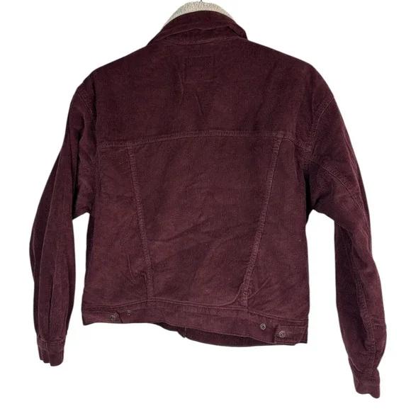 NWT Levi's Women's 90'S Corduroy Sherpa Trucker Jacket Burgundy Large Western - Picture 4 of 9